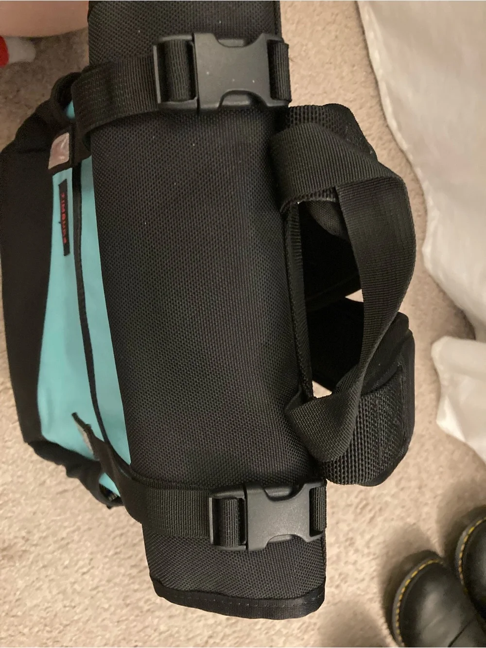 Timbuk2 Men’s Roll-Top Mini Backpack in Aqua and Black